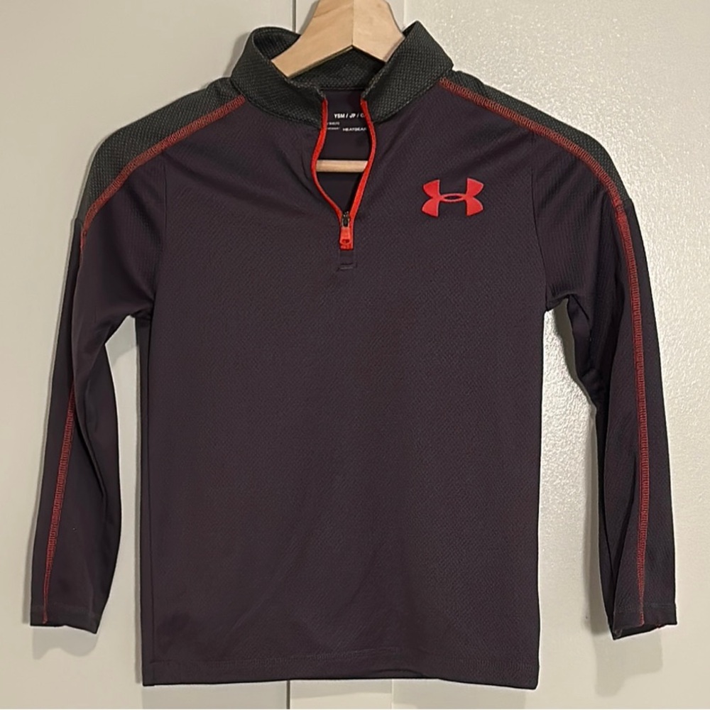 Under Armour Youth Grey and Orange Quarter Zip Shirt